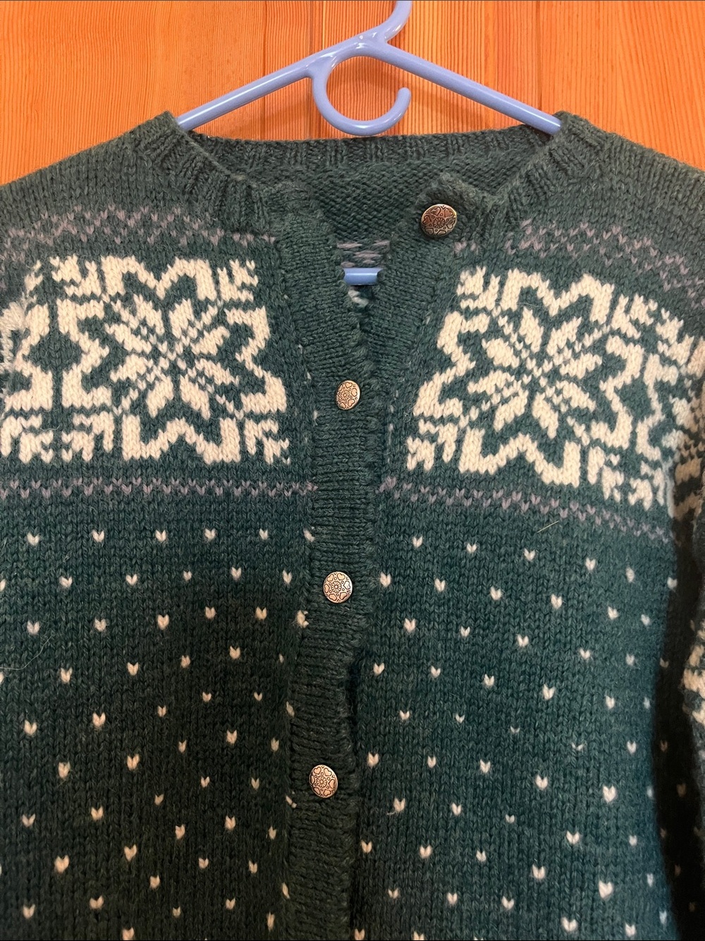 Forest Green Fair Isle Button-Front Cardigan Sweater